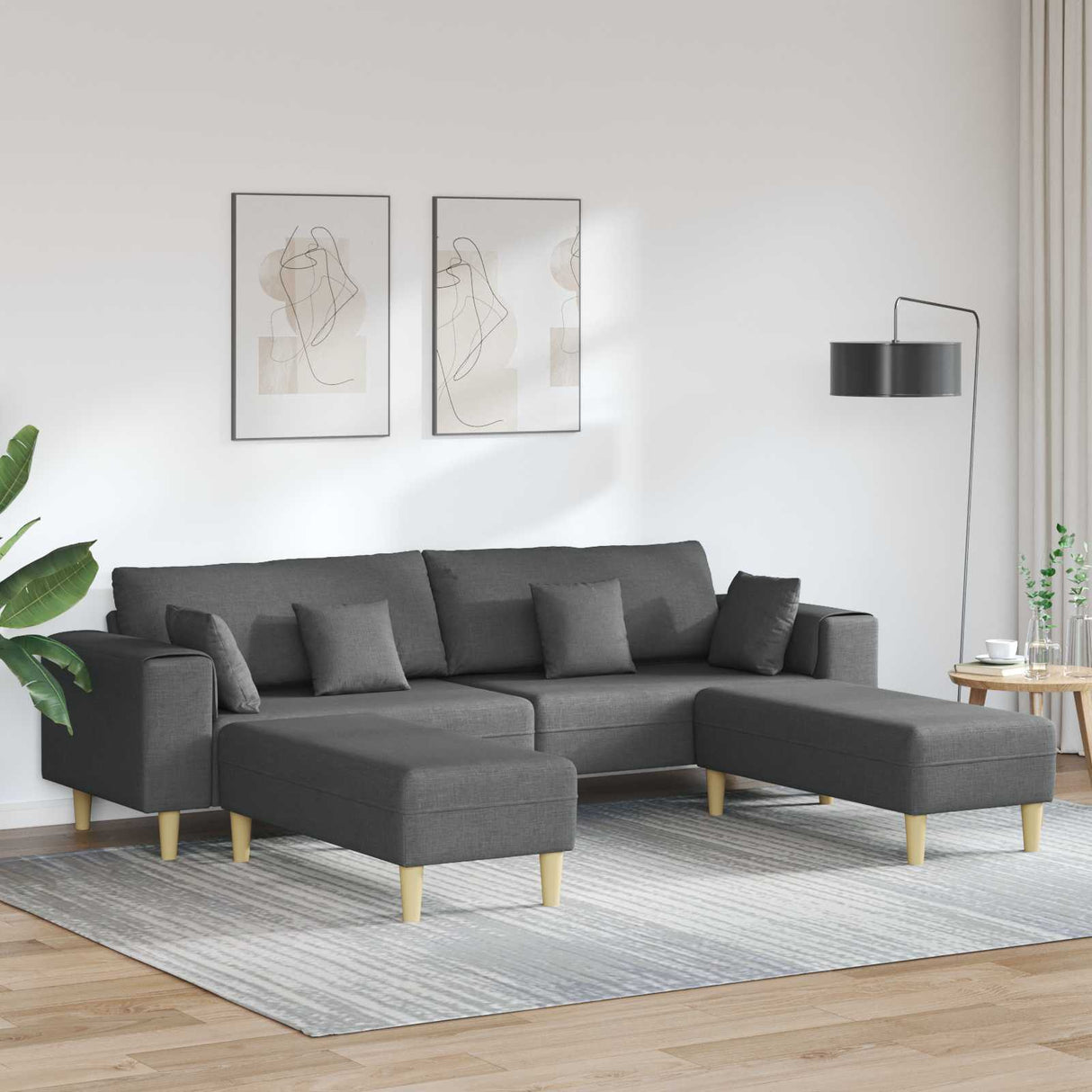 vidaXL Sofa with Cushion Light Gray 250 x 77 x 76 cm Fabric