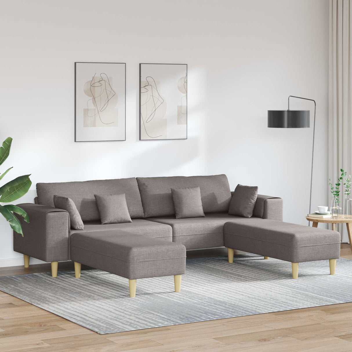 vidaXL Sofa with Cushion Light Gray 250 x 77 x 76 cm Fabric