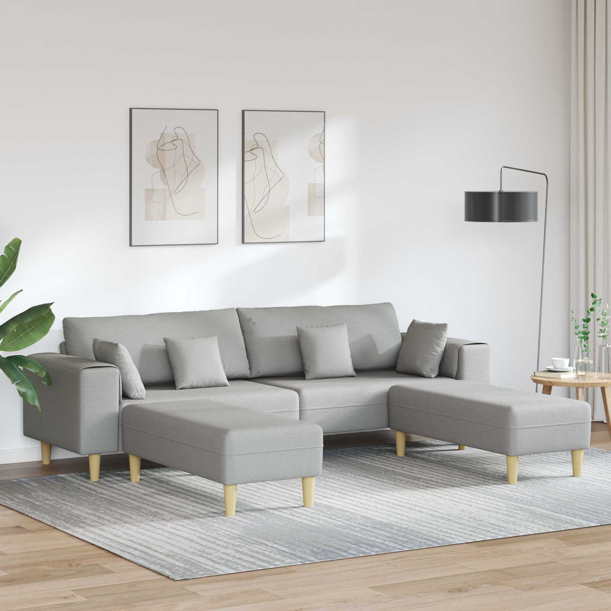 vidaXL Sofa with Cushion Light Gray 250 x 77 x 76 cm Fabric