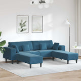 vidaXL Bank met kussen Blauw 250 x 77 x 76 cm Fluweel