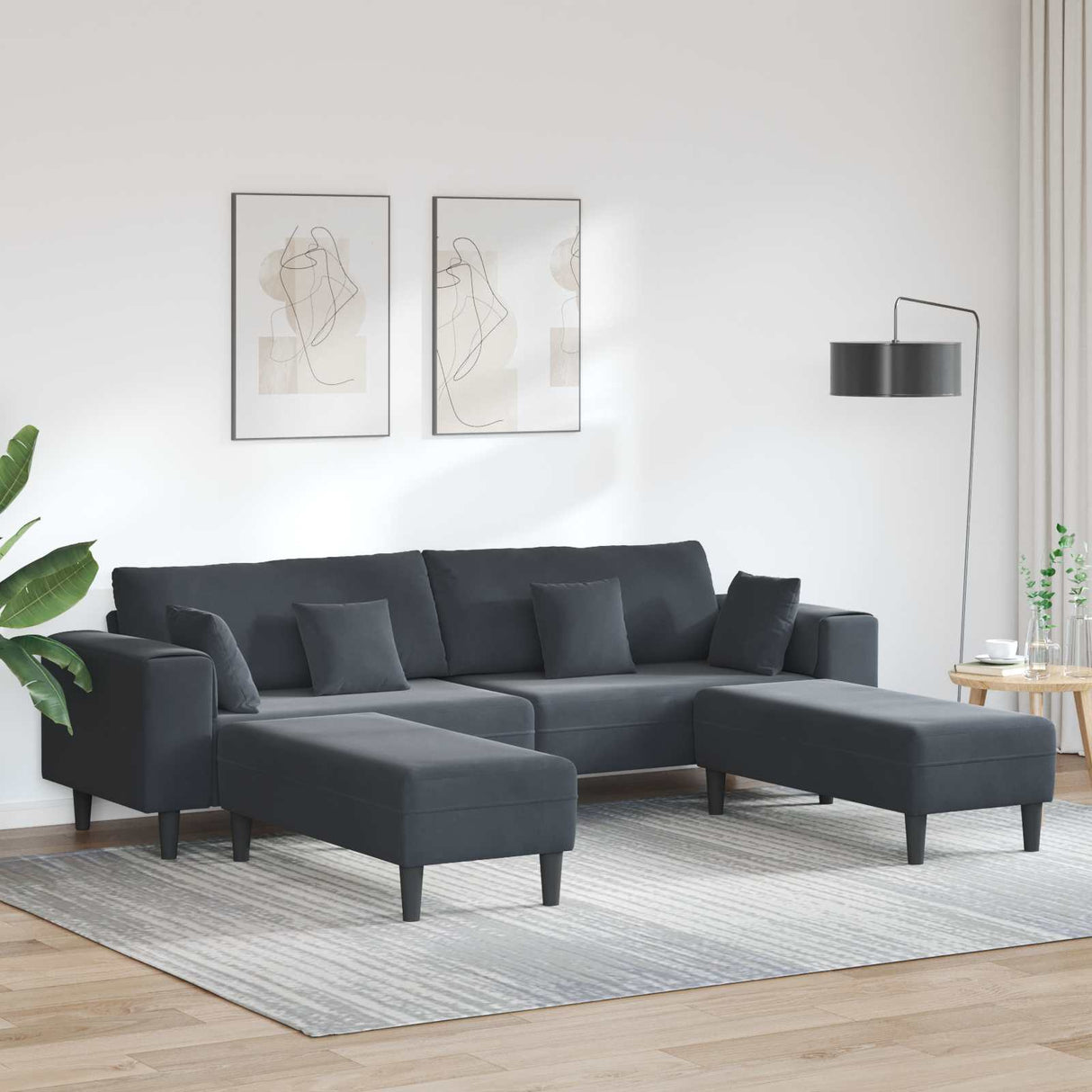 vidaXL Bank met kussen Blauw 250 x 77 x 76 cm Fluweel
