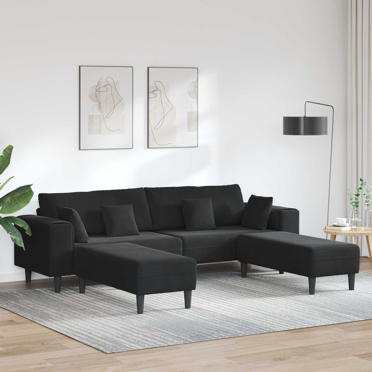 vidaXL Bank met kussen Blauw 250 x 77 x 76 cm Fluweel