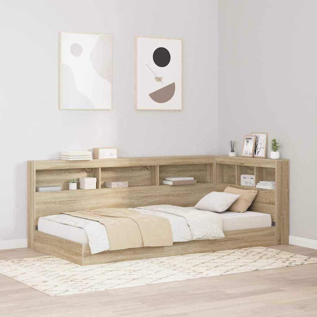 vidaXL Opberghoofdbord met plank Zwart Eiken 80 cm Bewerkt hout