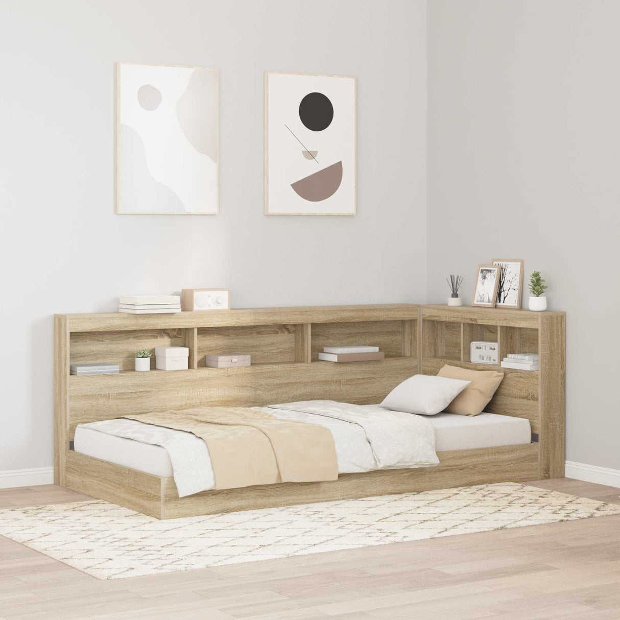 vidaXL Opberghoofdbord met plank Zwart Eiken 80 cm Bewerkt hout