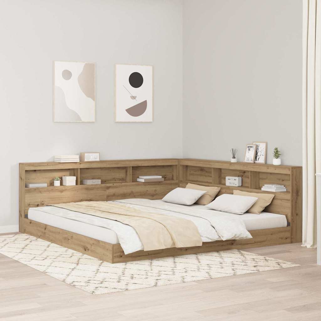 vidaXL Opberghoofdbord met plank Zwart Eiken 80 cm Bewerkt hout