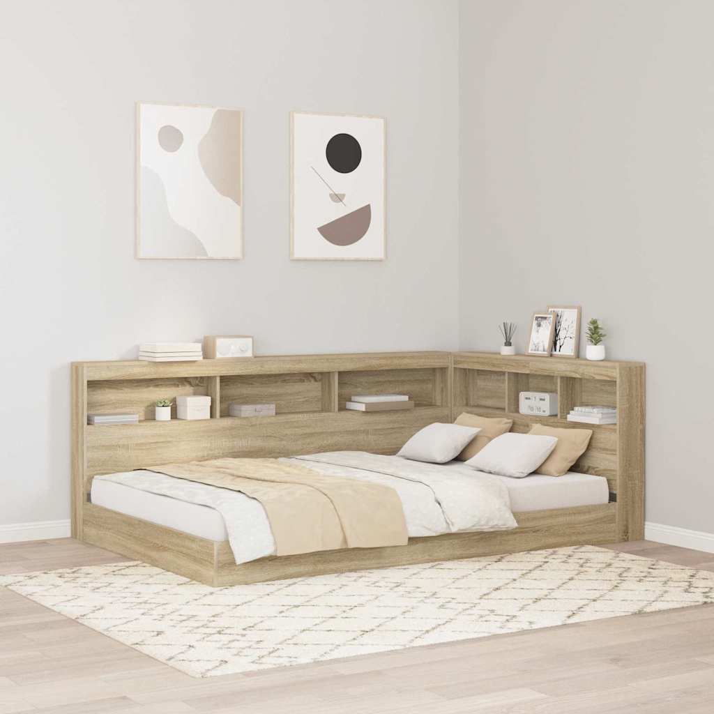 vidaXL Opberghoofdbord met plank Zwart Eiken 80 cm Bewerkt hout