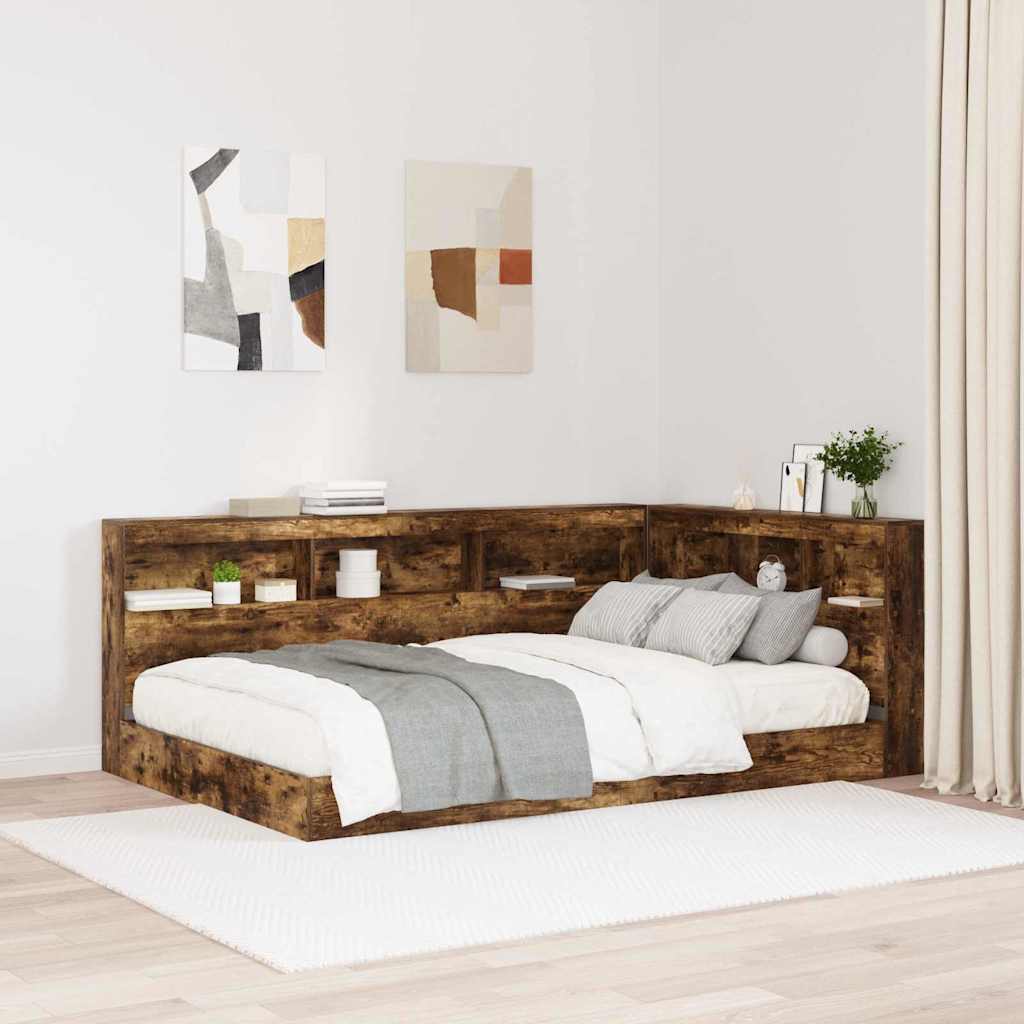 vidaXL Opberghoofdbord met plank Zwart Eiken 80 cm Bewerkt hout