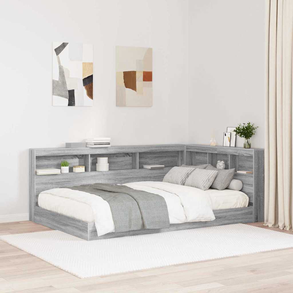 vidaXL Opberghoofdbord met plank Zwart Eiken 80 cm Bewerkt hout