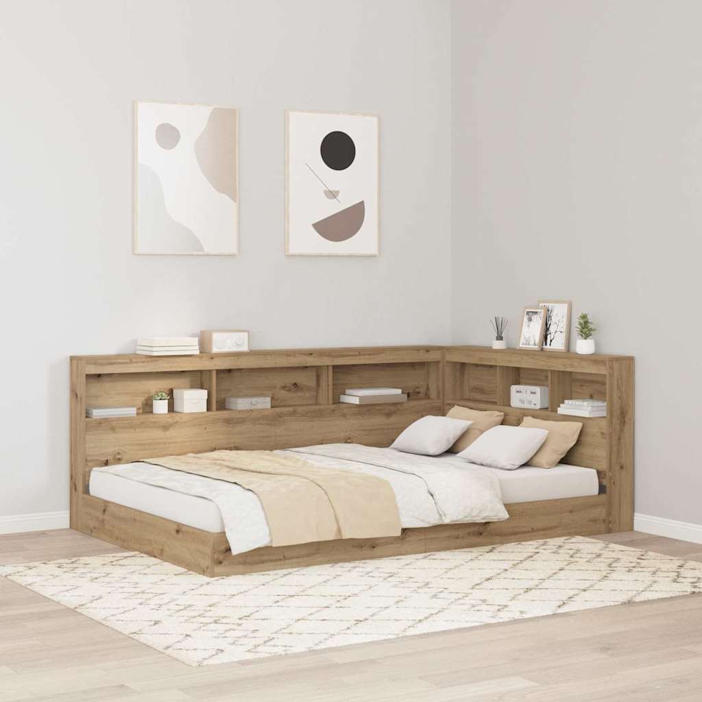 vidaXL Opberghoofdbord met plank Zwart Eiken 80 cm Bewerkt hout