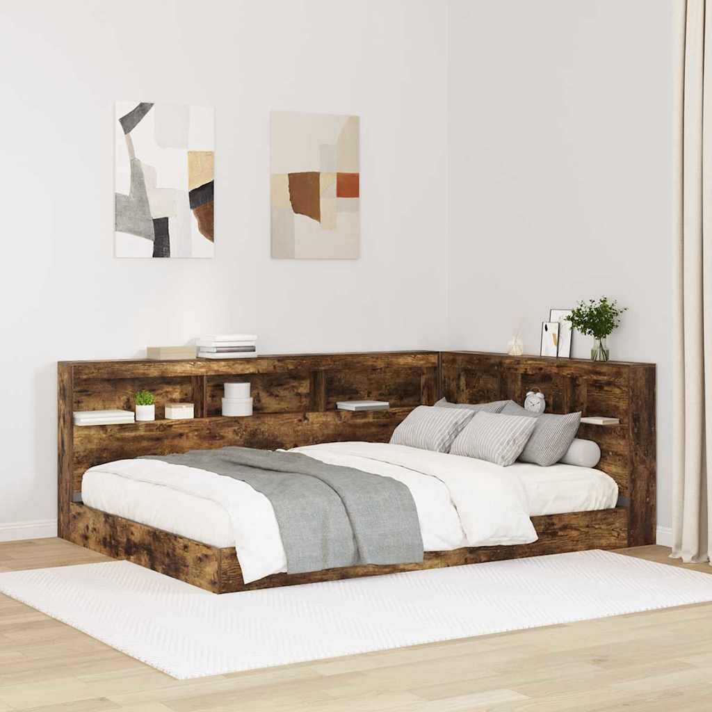 vidaXL Opberghoofdbord met plank Zwart Eiken 80 cm Bewerkt hout