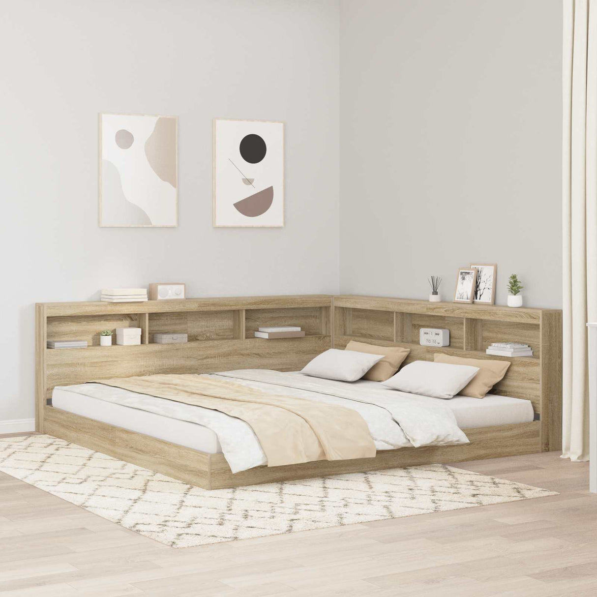 vidaXL Opberghoofdbord met plank Zwart Eiken 80 cm Bewerkt hout