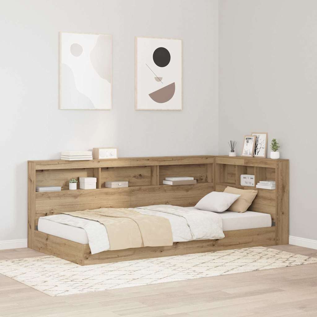 vidaXL Opberghoofdbord met plank Zwart Eiken 80 cm Bewerkt hout