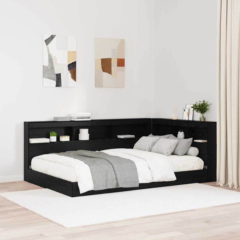 vidaXL Opberghoofdbord met plank Zwart Eiken 80 cm Bewerkt hout