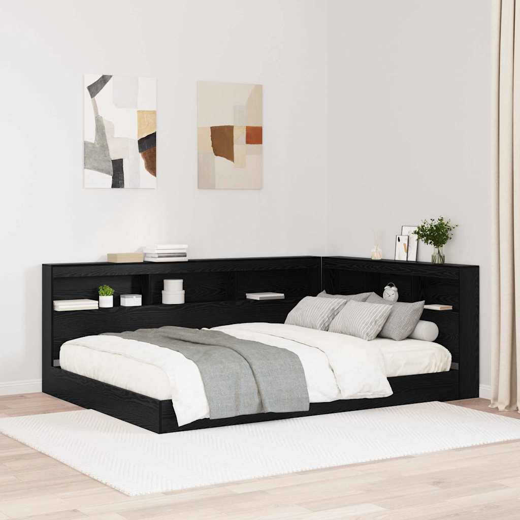 vidaXL Opberghoofdbord met plank Zwart Eiken 80 cm Bewerkt hout