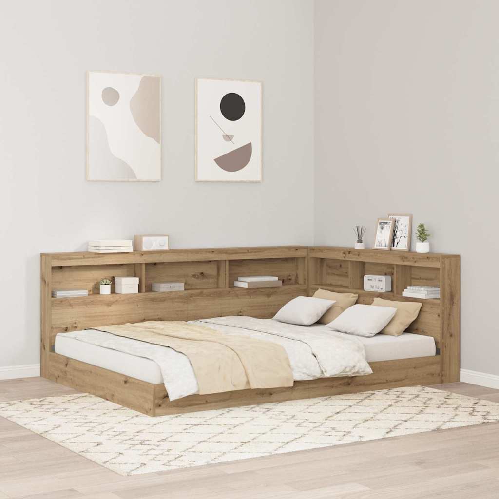 vidaXL Opberghoofdbord met plank Zwart Eiken 80 cm Bewerkt hout