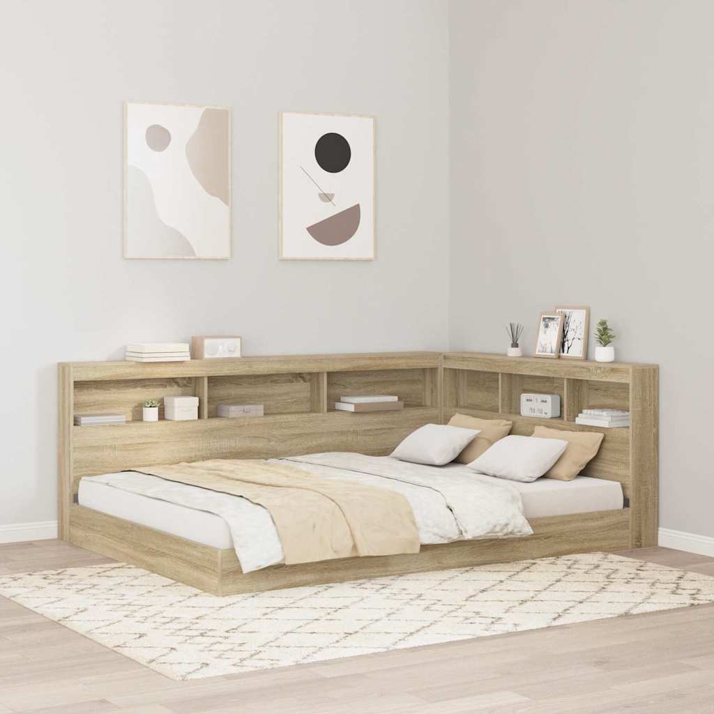 vidaXL Opberghoofdbord met plank Zwart Eiken 80 cm Bewerkt hout