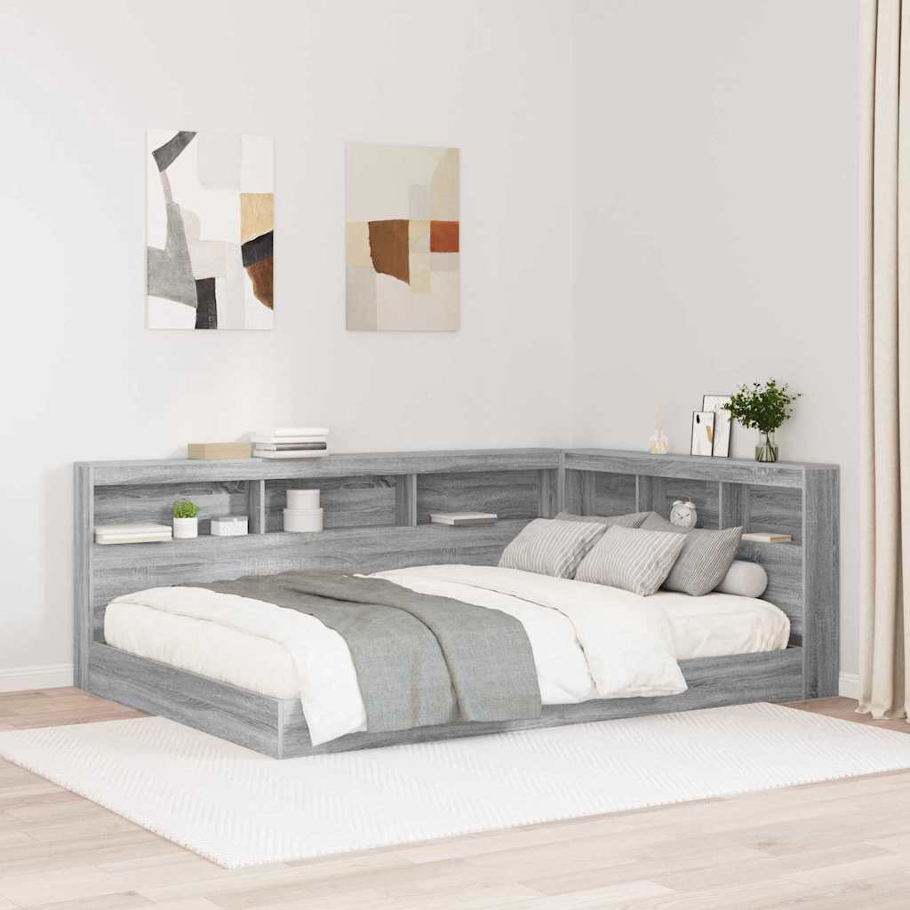 vidaXL Opberghoofdbord met plank Zwart Eiken 80 cm Bewerkt hout