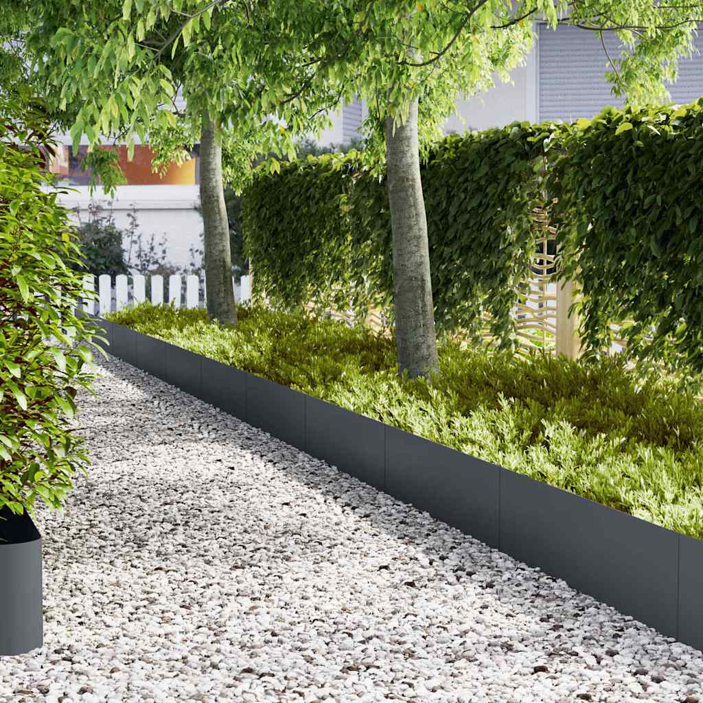 vidaXL Lawn Edging 50 pcs Black 100 x 0.05 x 20 cm