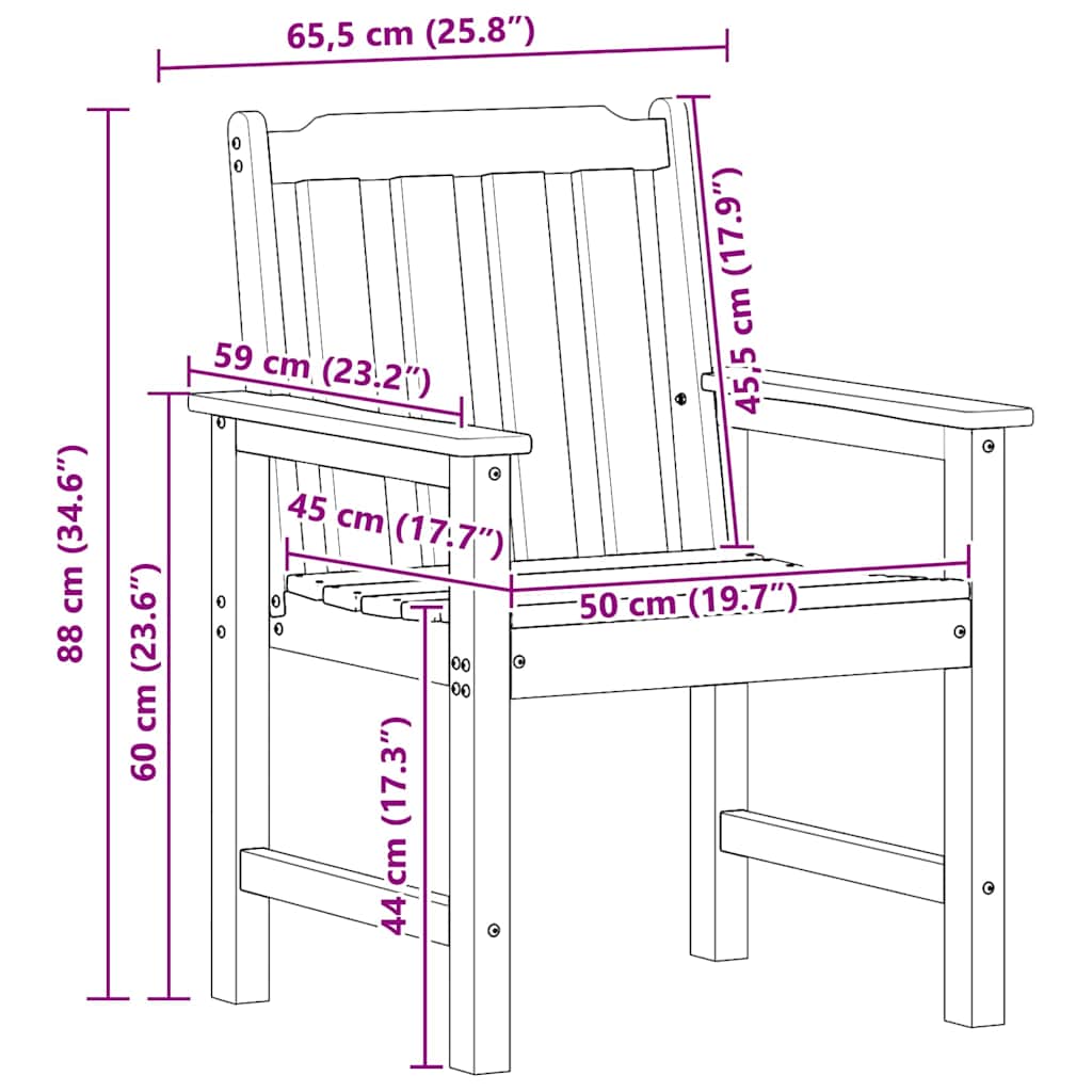 vidaXL Garden chair 4 pcs White 65.5 x 59 x 88 cm Polyethylene
