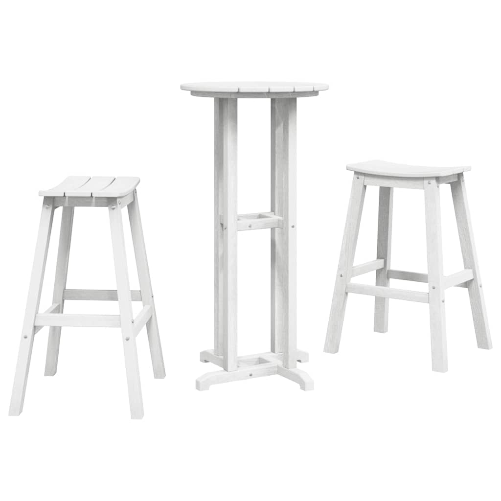 vidaXL Garden Bar Set 3 Pieces White HDPE