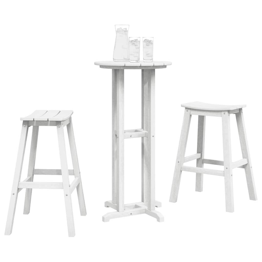 vidaXL Garden Bar Set 3 Pieces White HDPE