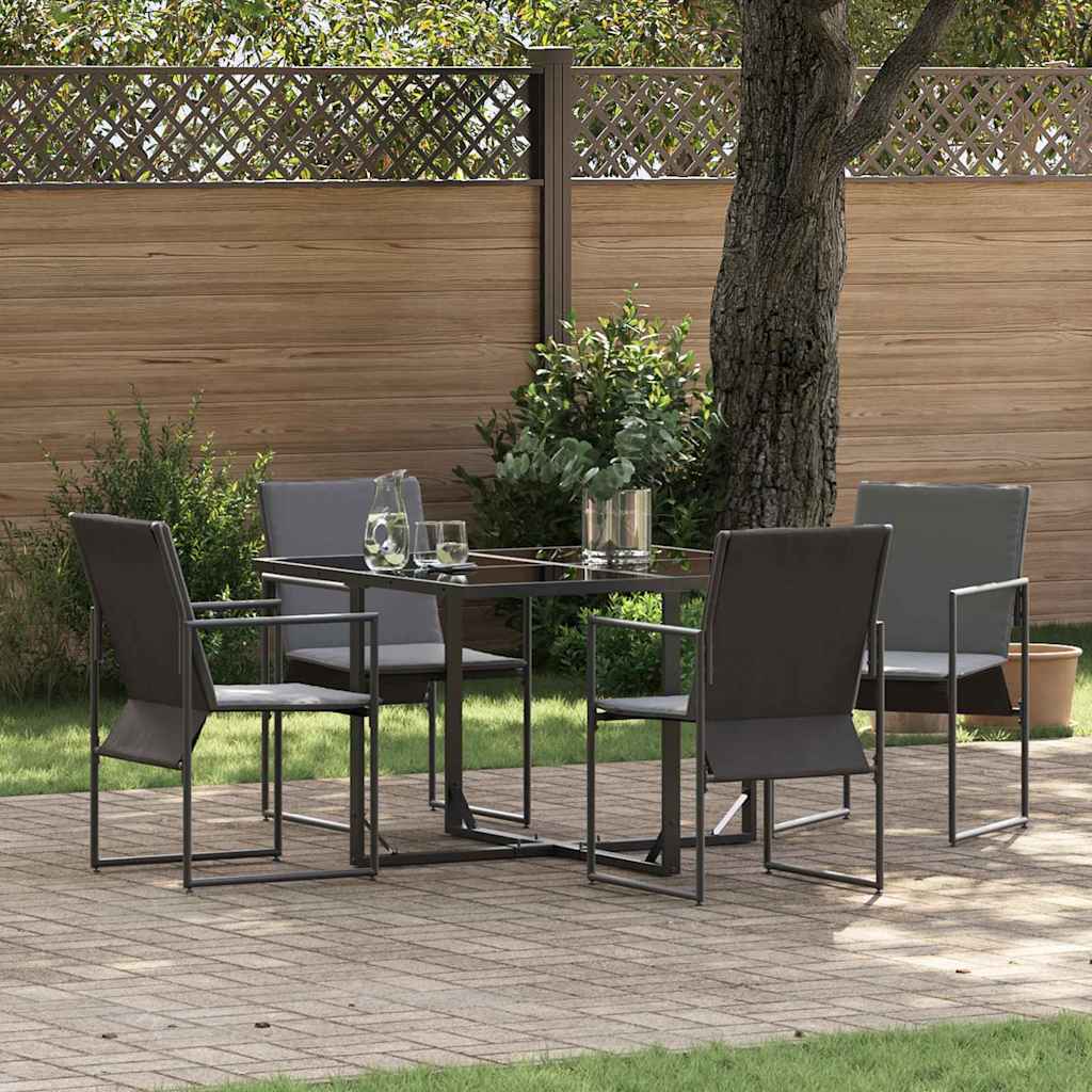 vidaXL Tuin Eettafel Set 5 pcs Zwart Staal