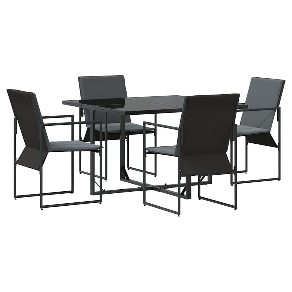 vidaXL Tuin Eettafel Set 5 pcs Zwart Staal
