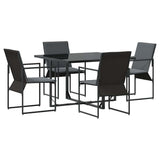 vidaXL Tuin Eettafel Set 5 pcs Zwart Staal