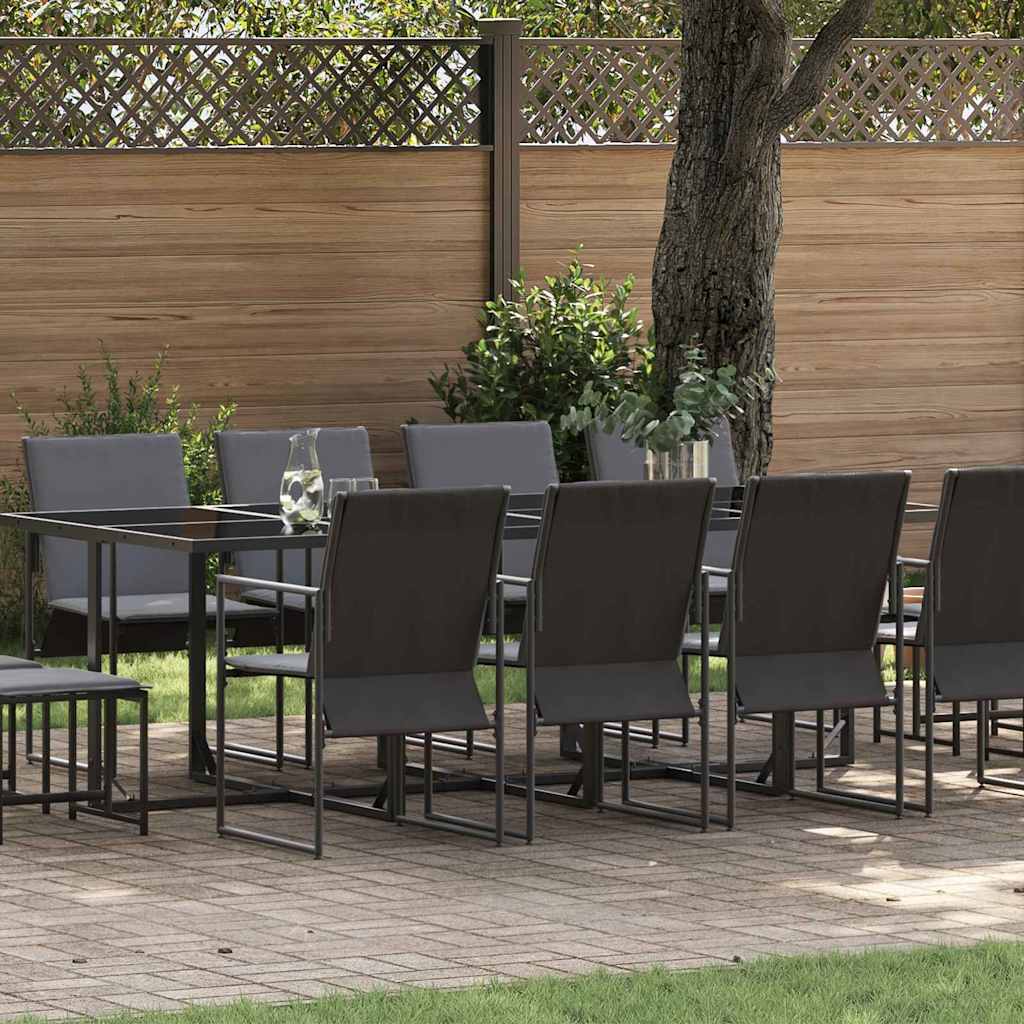 vidaXL Garden Dining Set 9 pcs Black Steel