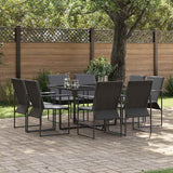 vidaXL Tuin Eettafel Set 9 pcs Zwart Staal