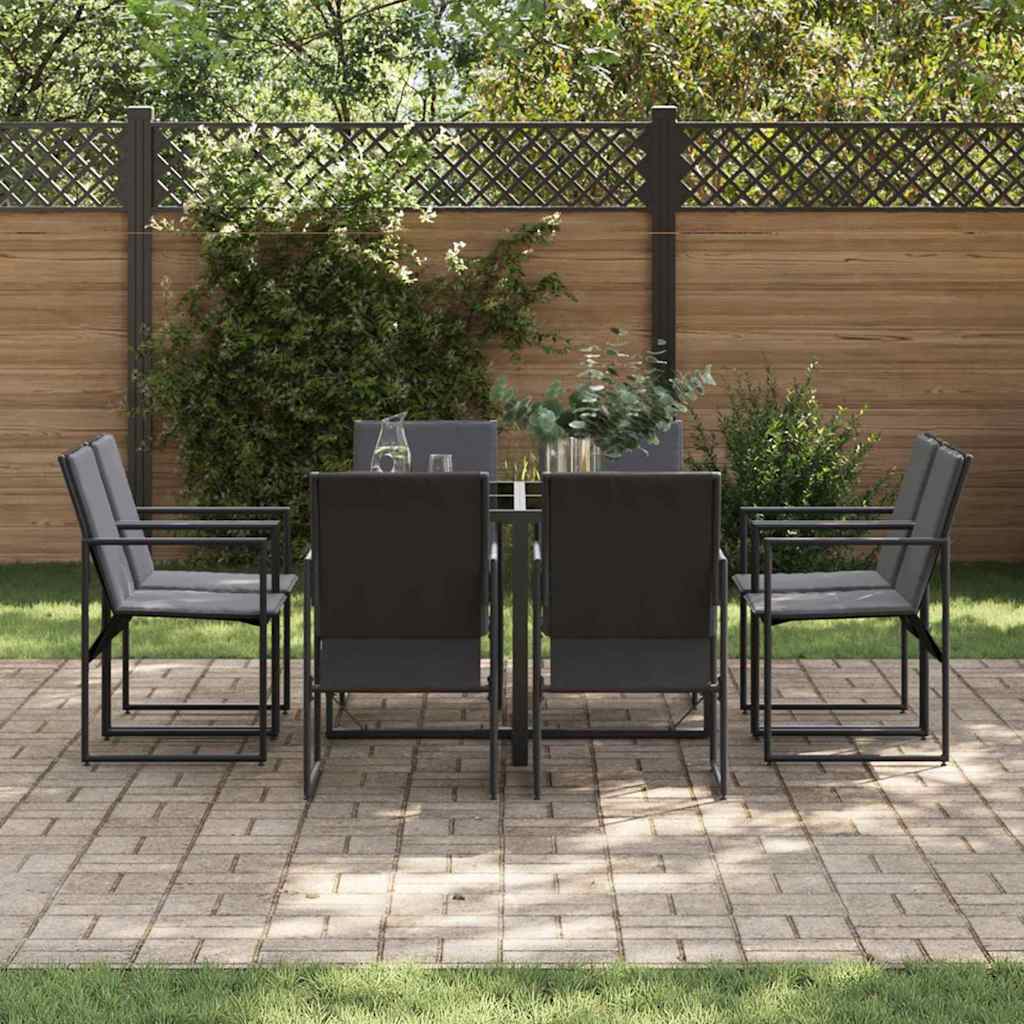 vidaXL Tuin Eettafel Set 9 pcs Zwart Staal