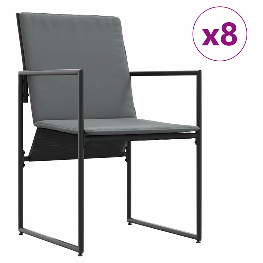 vidaXL Tuin Eettafel Set 9 pcs Zwart Staal
