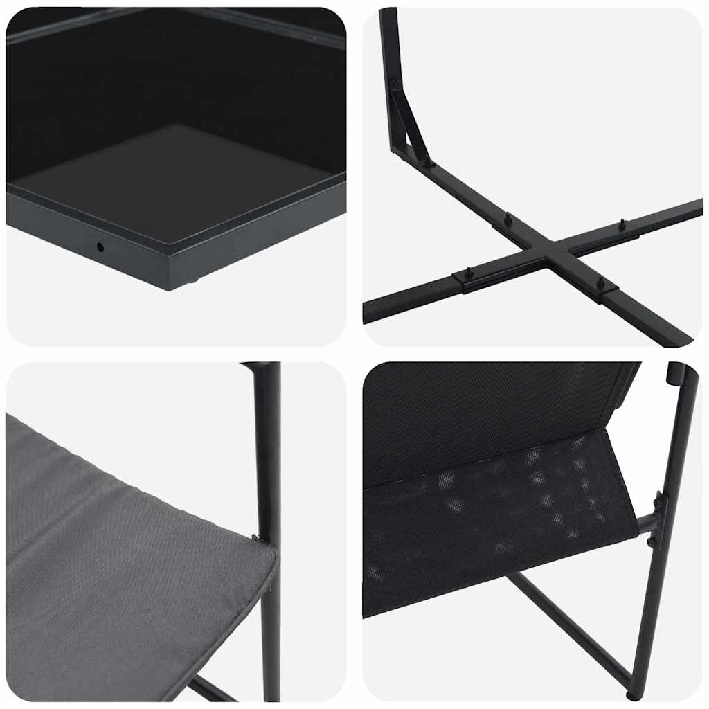 vidaXL Tuin Eettafel Set 9 pcs Zwart Staal