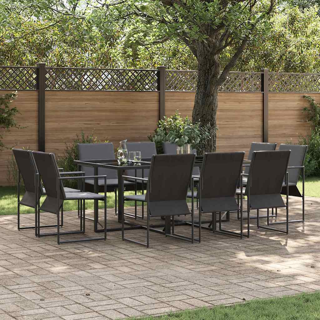 vidaXL Tuin Eettafel Set 9 pcs Zwart Staal