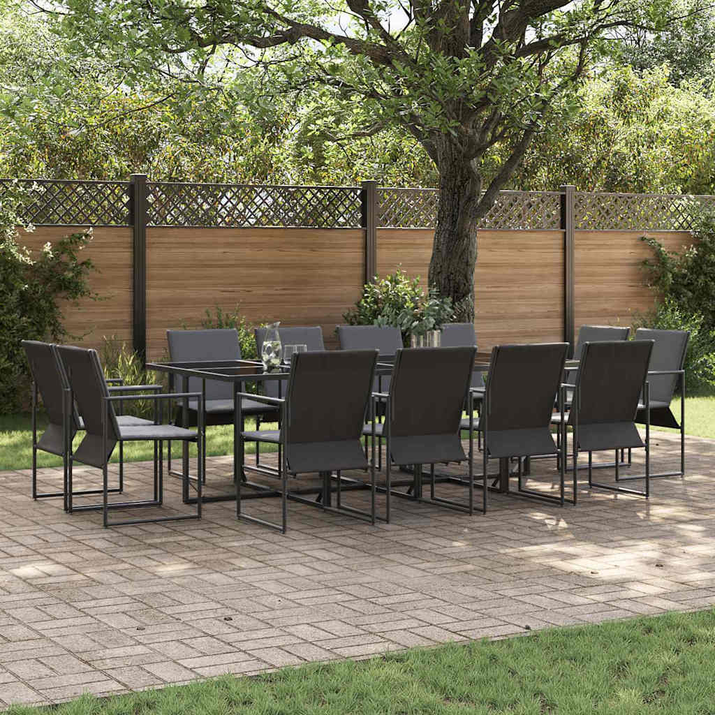 vidaXL Tuin Eettafel Set 9 pcs Zwart Staal