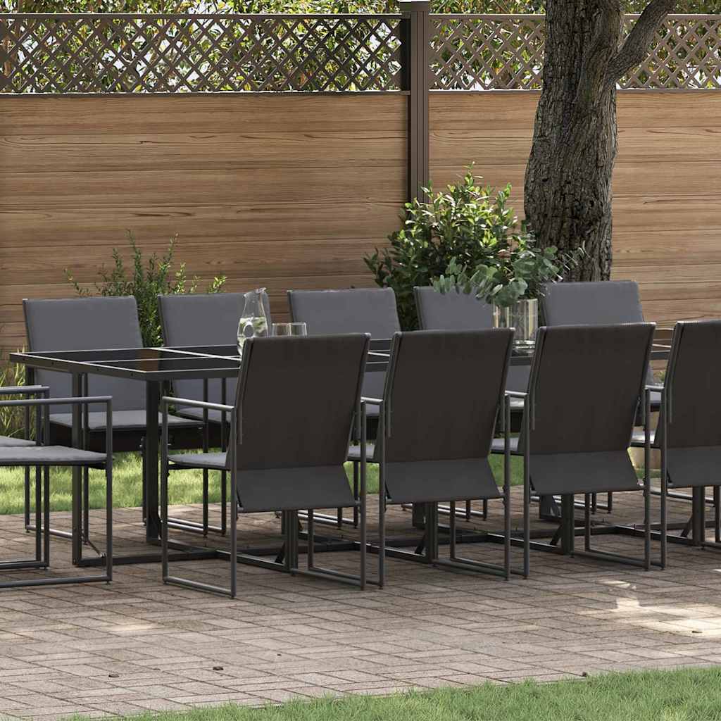vidaXL Tuin Eettafel Set 9 pcs Zwart Staal