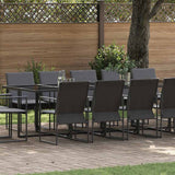 vidaXL Tuin Eettafel Set 9 pcs Zwart Staal