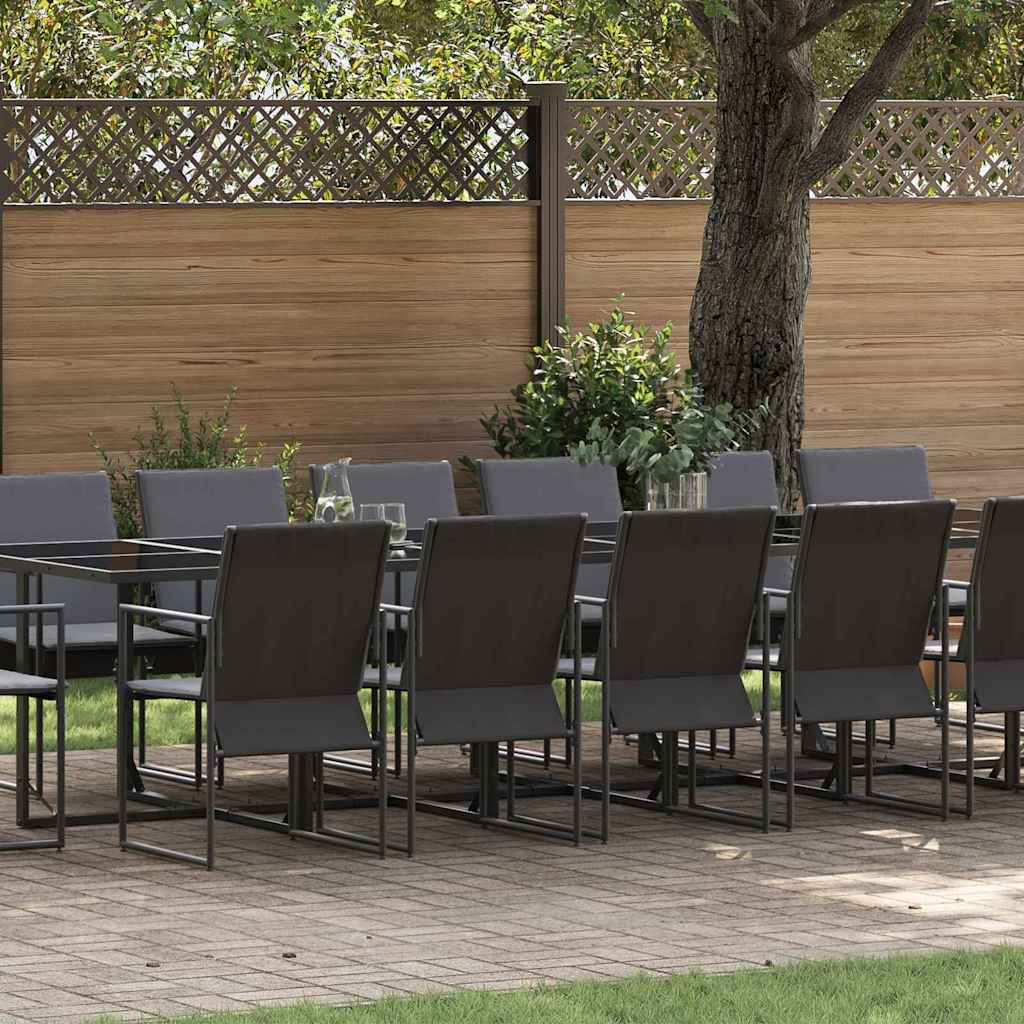vidaXL Tuin Eettafel Set 9 pcs Zwart Staal