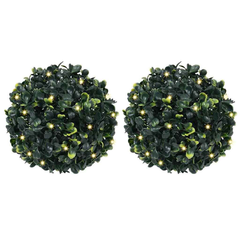 vidaXL Kunstbuxusballen met LED-verlichting 2 st 45 cm groen