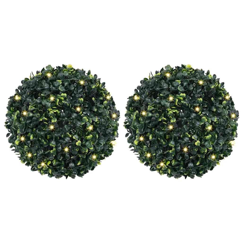 vidaXL Kunstbuxusballen met LED-verlichting 2 st 45 cm groen