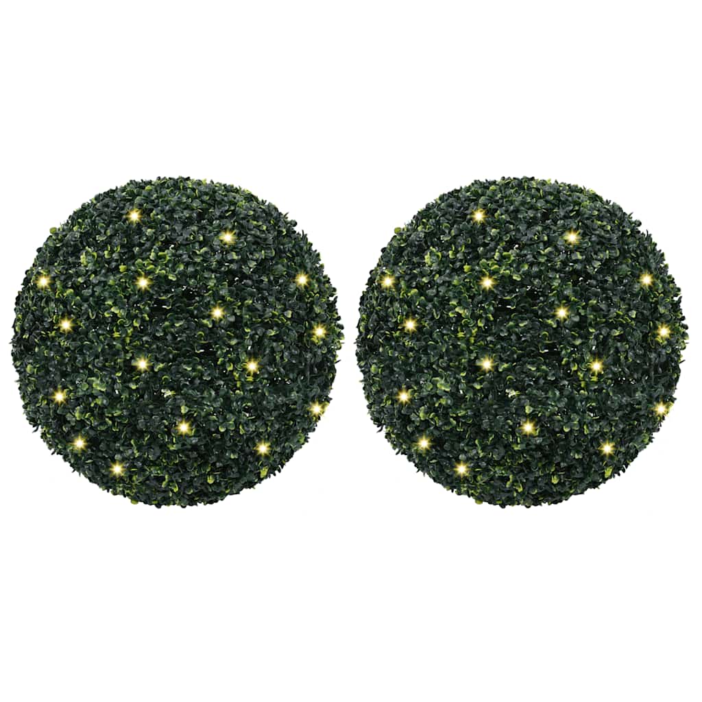 vidaXL Kunstbuxusballen met LED-verlichting 2 st 45 cm groen