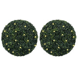 vidaXL Kunstbuxusballen met LED-verlichting 2 st 45 cm groen