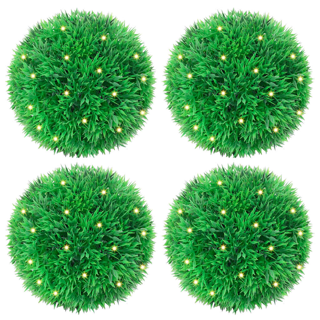 vidaXL Kunstbuxusballen met LED-verlichting 4 st 12 cm groen