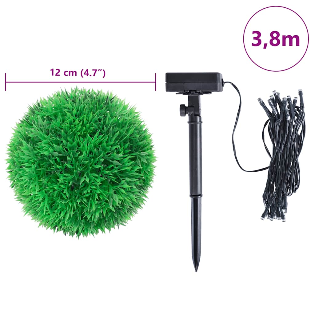 vidaXL Kunstbuxusballen met LED-verlichting 4 st 12 cm groen