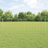 vidaXL Fence with Post Silver-coloured