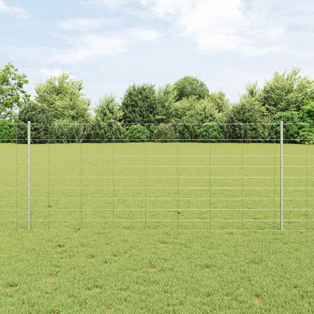 vidaXL Fence with Post Silver-coloured