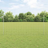 vidaXL Fence with Post Silver-coloured