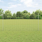 vidaXL Fence with Post Silver-coloured