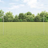 vidaXL Fence with Post Silver-coloured