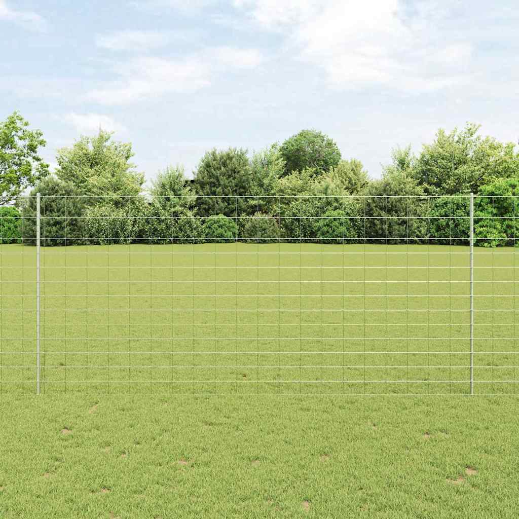 vidaXL Fence with Post Silver-coloured